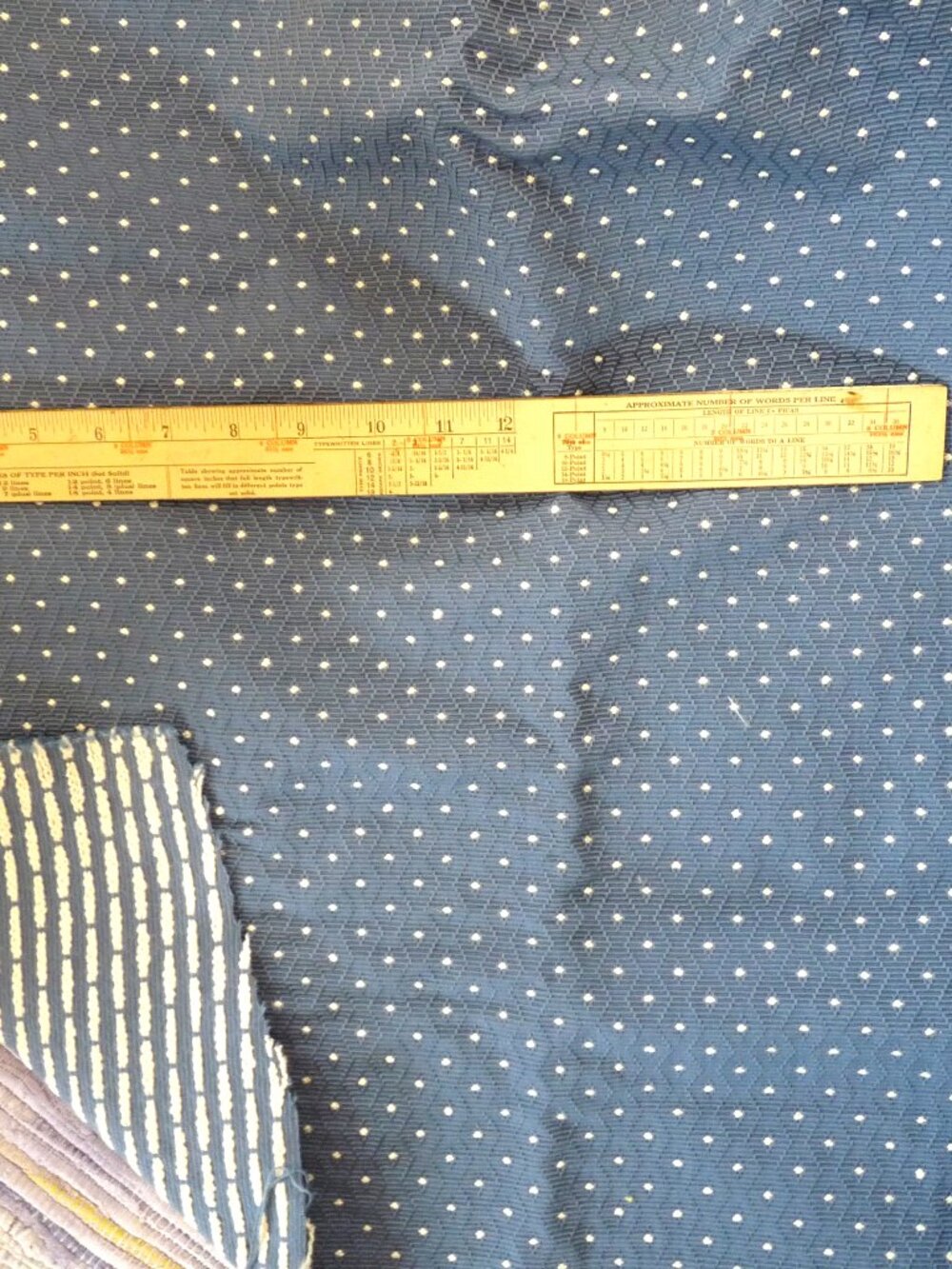 1 1/2 yd blue testured woven upholstery fabric cotton blend